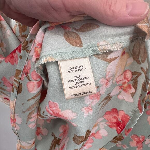 Inspired Hearts Fairy Cottagecore Babydoll Mini Dress Small Blue Floral Satin - Picture 7 of 9